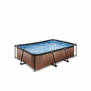 EXIT Dřevěný bazén 220x150x65cm s filtrační pumpou - hnědý