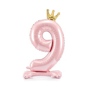 Balónek fóliový Stojící číslo 9 s korunkou růžová 84 cm Albi